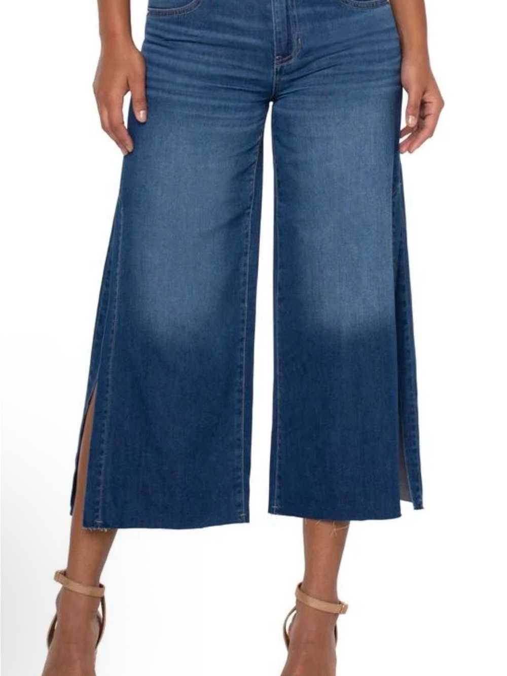 Liverpool Wide-Leg Split-Side Crop Jeans in Gilbert Wash